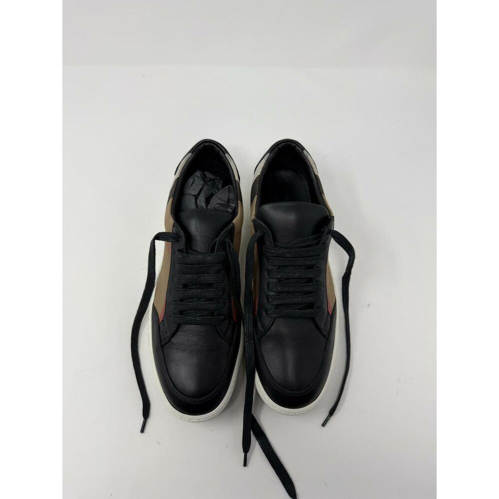 Burberry Women’s Unisex Low-Top Sneakers Check & Black Leather EU 38 / US 7.5 - Picture 7 of 11